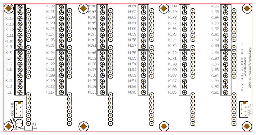 Grundplatine des R�ckmeldedecoder KC88 - Best�ckungsseite