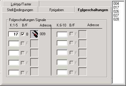 Register Folgeschaltungen