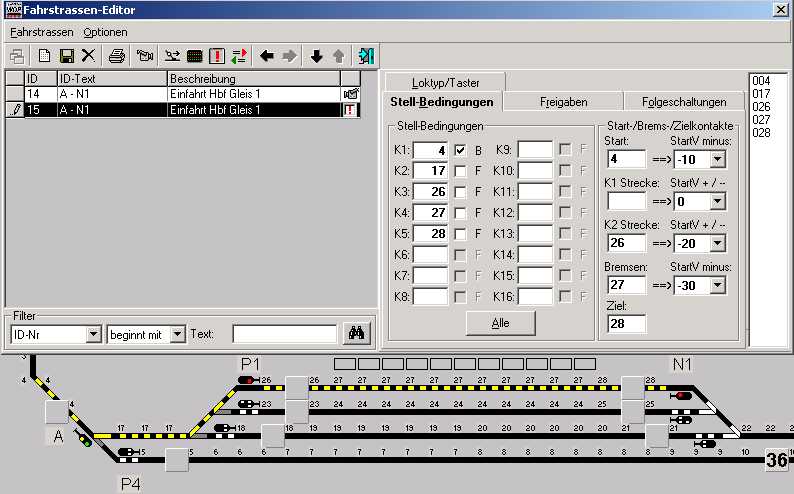 Gleisbild nach dem Kopieren