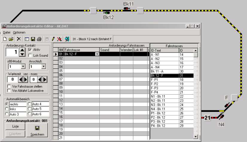 Anforderungskontakte-Editor