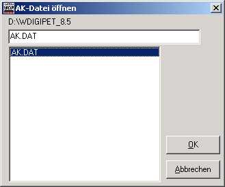 Auswahlfenster f�r den AK