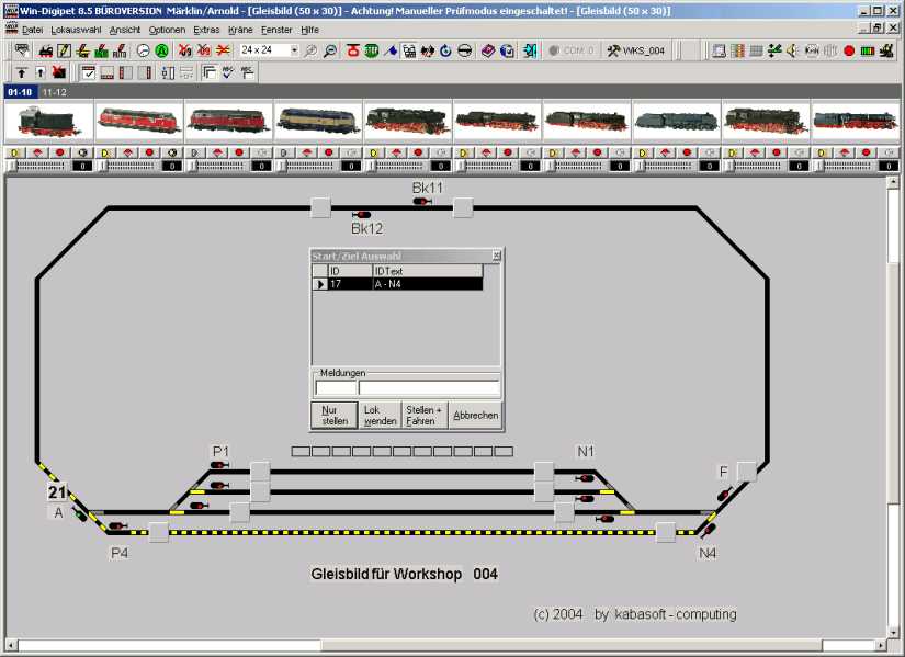 Gleisbild f�r Stellen und Fahren