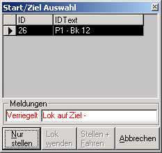 Fehlermeldung Lok auf Ziel