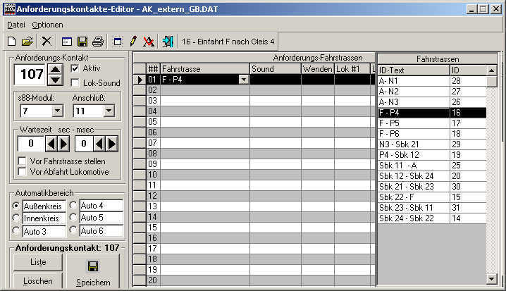 Anforderungskontakte-Editor