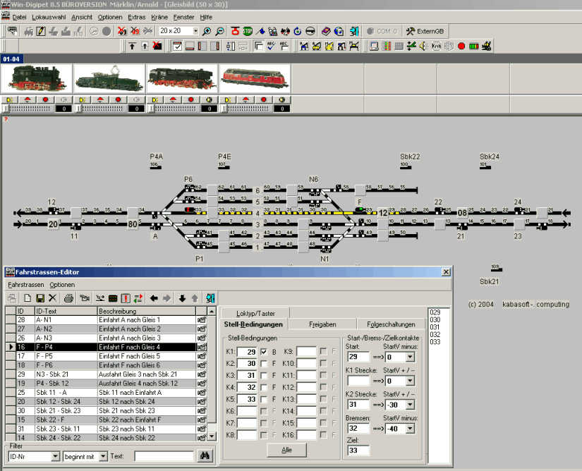 Gleisbild mit Fahrstra�en-Editor