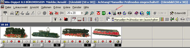 Manuellen Pr�fmodus einschalten