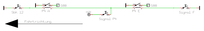 Schaltplanausschnitt für externes Gleisbildstellpult