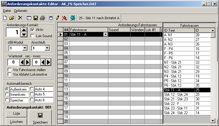 Anforderungskontakte-Editor