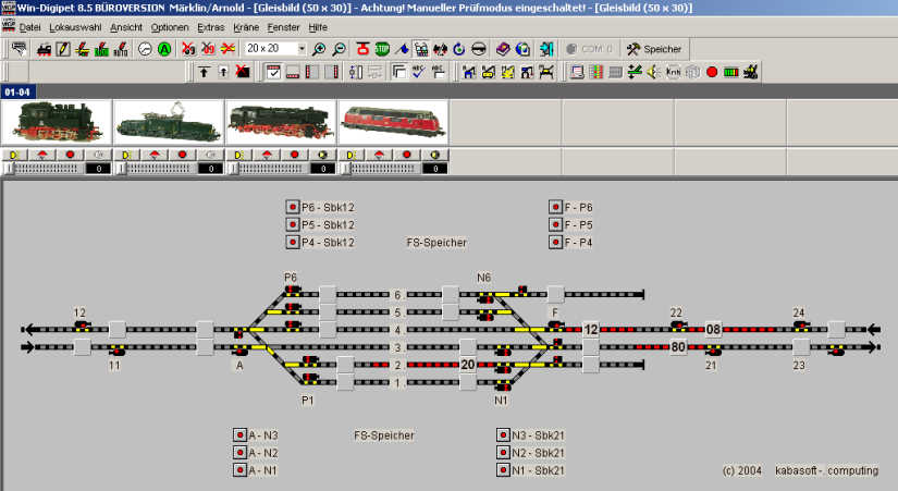 Gleisbild in WDP mit FS-Nummerstellpult